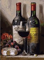 Картина по номерам Белоснежка: Вино, сыр и виноград